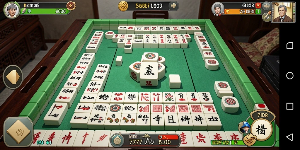 Screenshot gameplay 777IDR menunjukkan ubin Mahjong yang berwarna-warni dan menantang.