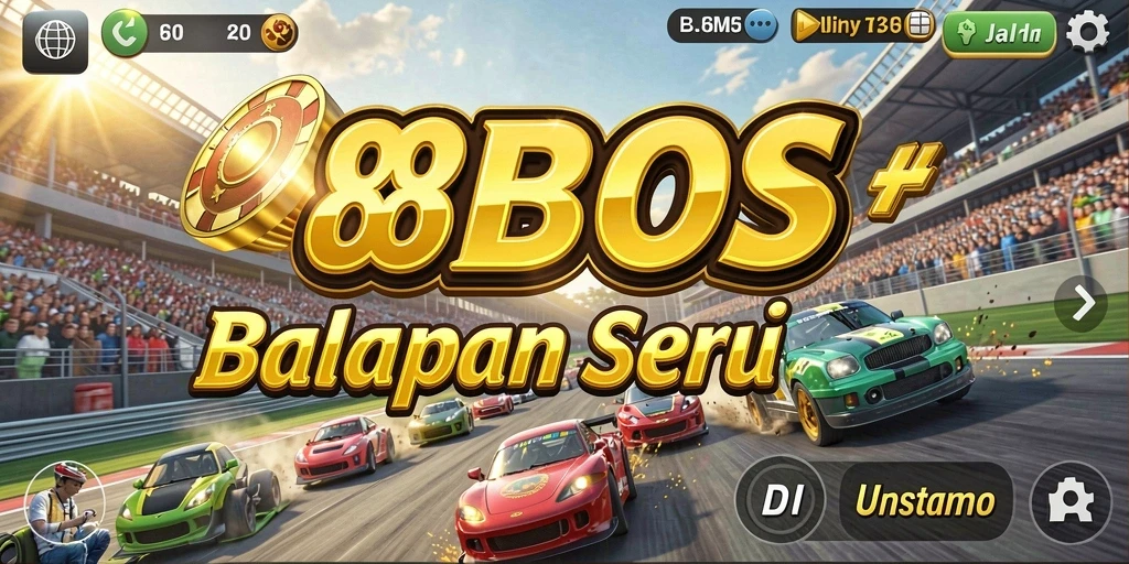 Screenshot gameplay 88BOS yang menunjukkan balapan seru di lintasan.