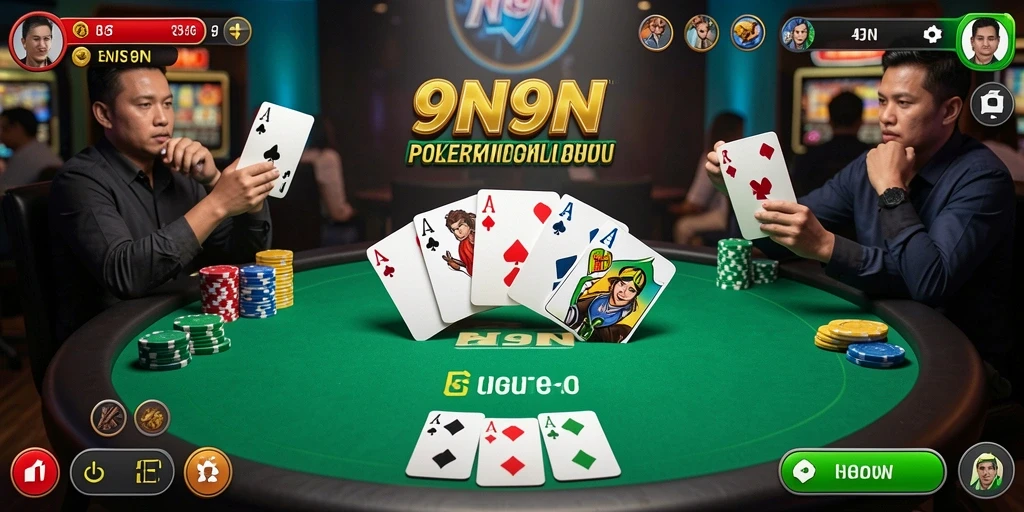 Tampilan gameplay Poker yang seru di aplikasi 9N9N.