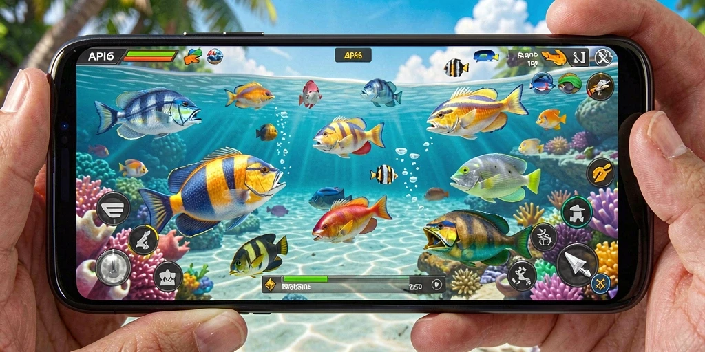 Tangkapan layar gameplay Tembak Ikan yang mengasyikkan.