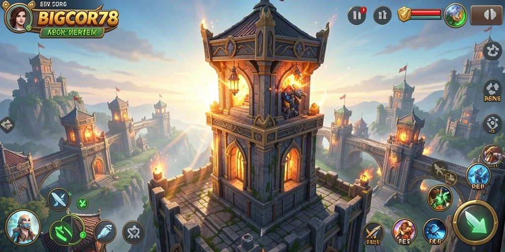 Gameplay seru dari BIGCOR78 saat mempertahankan menara.
