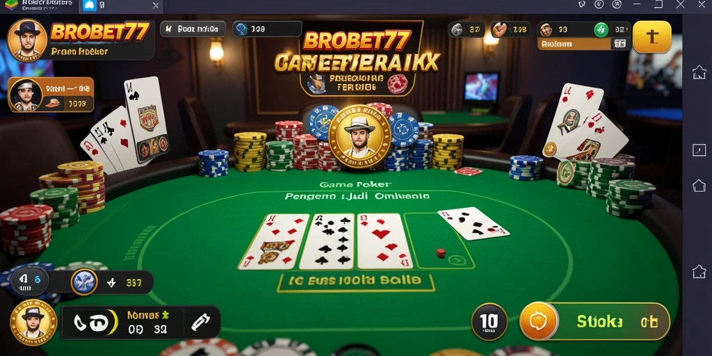 Screenshot gameplay BROBET77 menampilkan suasana bermain poker yang seru dan menegangkan.