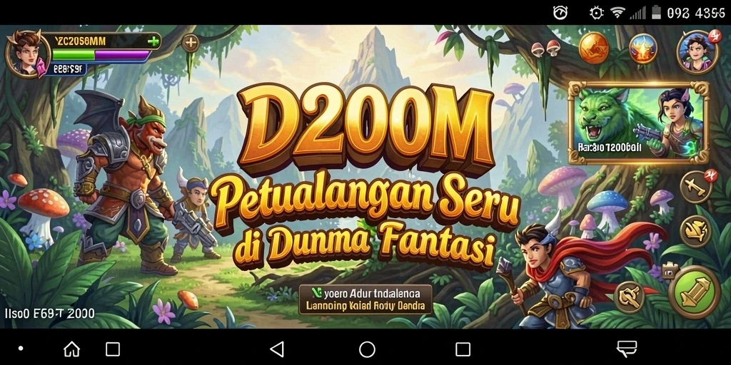 Screenshot D200M menampilkan aksi petualangan yang menegangkan.