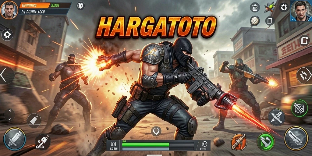 Screenshot HARGATOTO menampilkan aksi pertarungan yang mendebarkan.