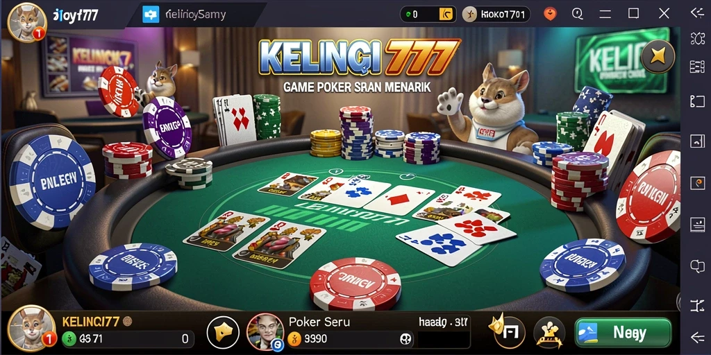 Screenshot gameplay menunjukkan pemain sedang berkompetisi dalam permainan Poker.