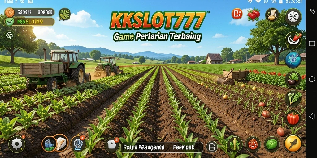Screenshot gameplay KKSLOT777 menampilkan aktivitas pertanian yang menyenangkan.