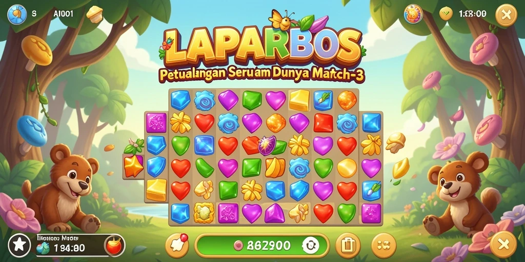 Tampilan gameplay LAPARBOS yang seru dalam kategori Match-3.