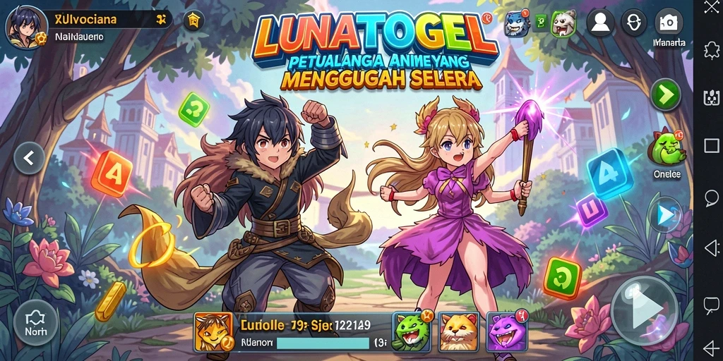 Tampilan gameplay LUNATOGEL yang penuh aksi dan karakter anime.