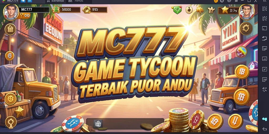 Screenshot gameplay <strong>MC777</strong> yang menampilkan simulasi manajemen bisnis yang seru.