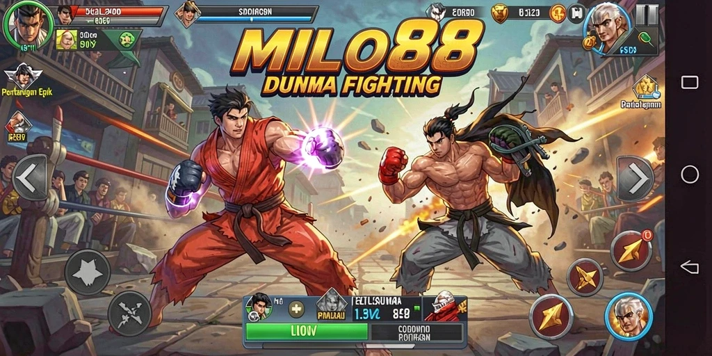Screenshot gameplay MILO88 yang menampilkan pertarungan seru dan karakter unik.