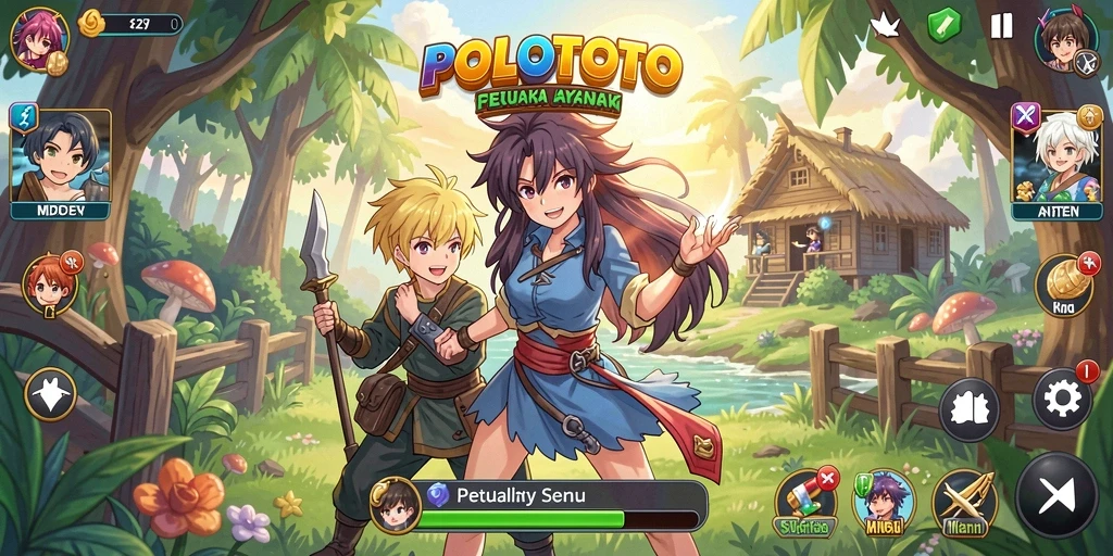 Screenshot utama gameplay POLOTOTO dengan karakter Anime yang menarik.
