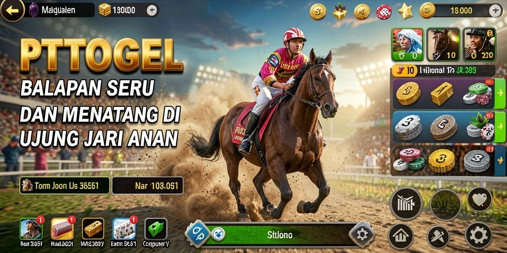 Tampilan utama gameplay PTTOGEL yang penuh aksi balapan.