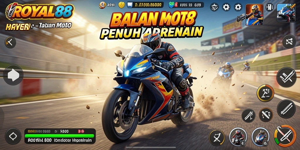 Gambaran action balapan motor di ROYAL88.