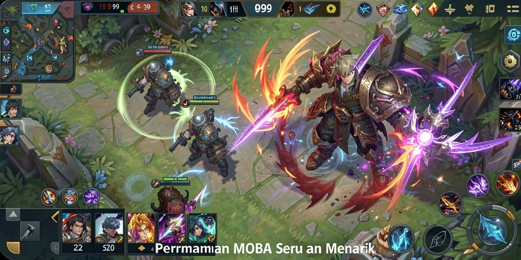 Screenshot aksi seru dalam permainan T9999 MOBA.