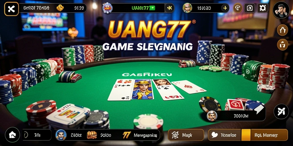 Screenshot gameplay UANG77 menampilkan suasana Poker yang mendebarkan.