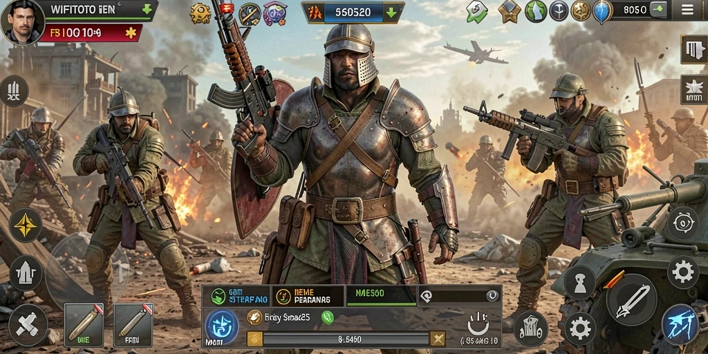 Tampilan gameplay menarik dari WIFITOTO dengan aksi perang yang mendebarkan.